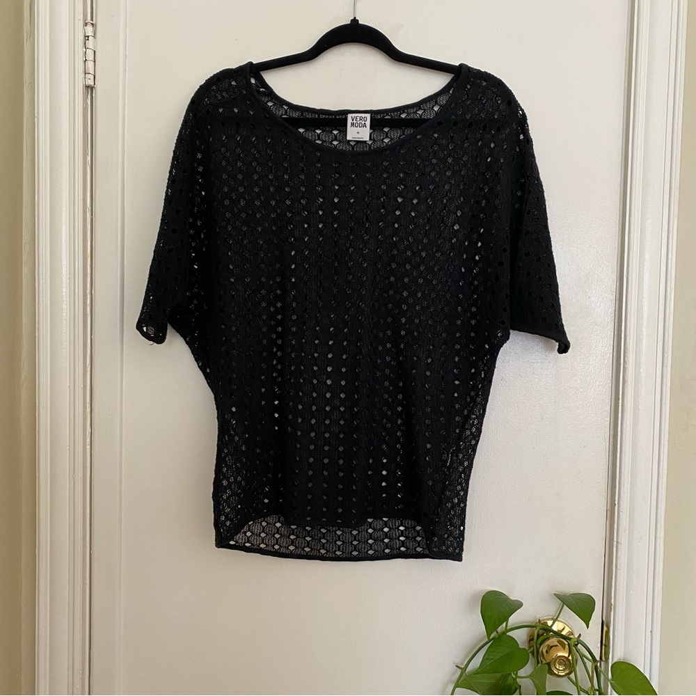 Black mesh loose top - xs/s